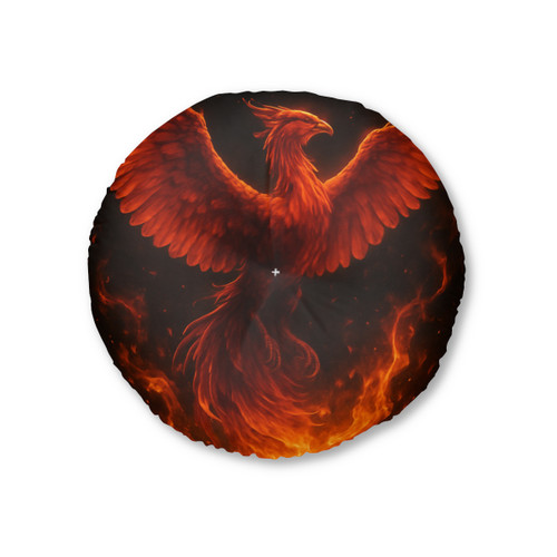 Eternal Flame Ascent - Tufted Floor Pillow, Round