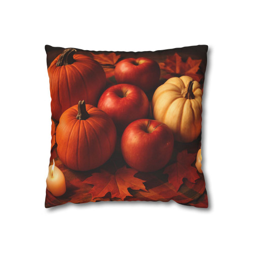 Harvest Table Delight - Square Poly Canvas Pillowcase
