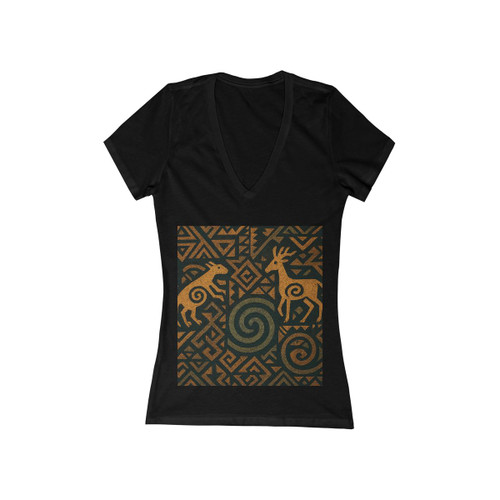 Echoes of Ancestors - Women's Jersey Short Sleeve Deep V-Neck Tee