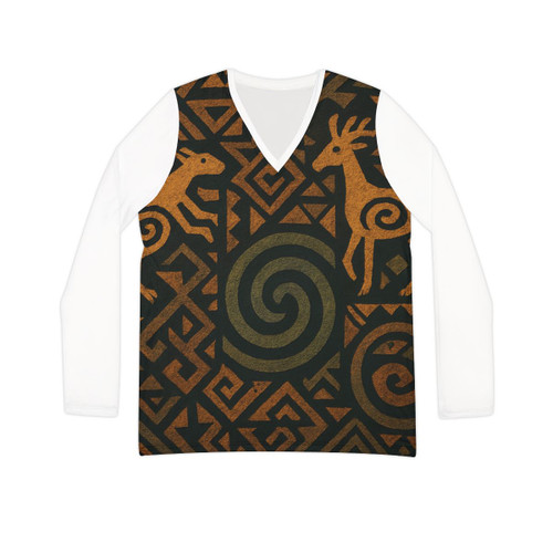 Echoes of Ancestors - Women's Long Sleeve V-neck Shirt (AOP)