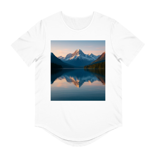 Mountain Serenity - Men's Jersey Curved Hem Tee