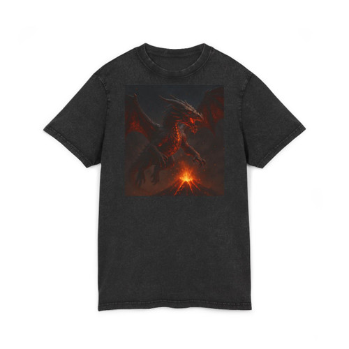 Celestial Ember Sentinel - Acid Washed Round Neck Tee