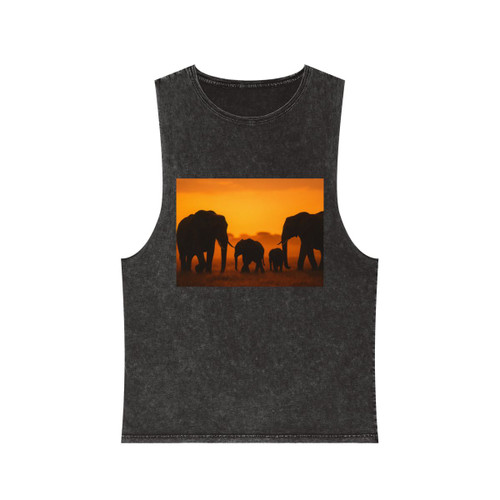 Gentle Giants in Twilight - Unisex Stonewash Tank Top
