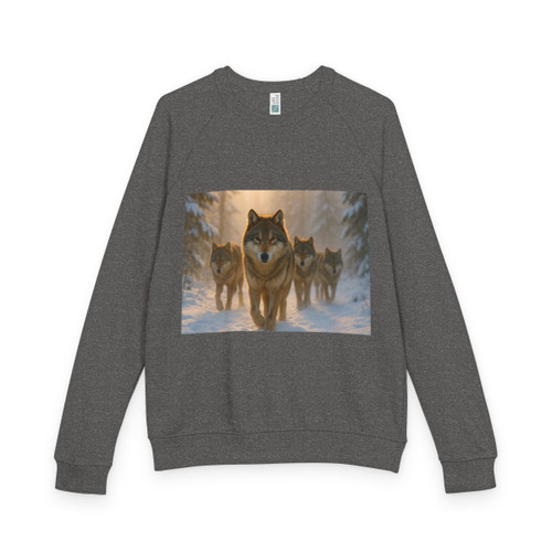 Serene Wolf Pack - Unisex French Terry Raglan Crewneck