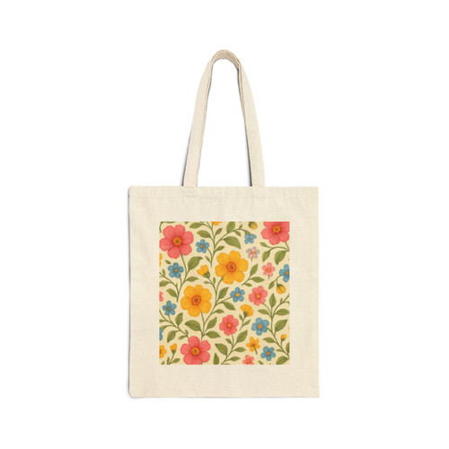 Whimsical Floral Waltz - Cotton Canvas Tote Bag