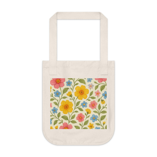Whimsical Floral Waltz - Organic Canvas Tote Bag