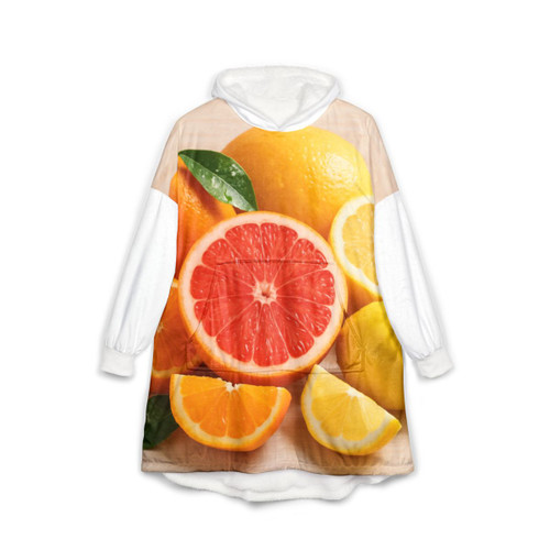 Citrus Burst Delight - Unisex Hooded Blanket