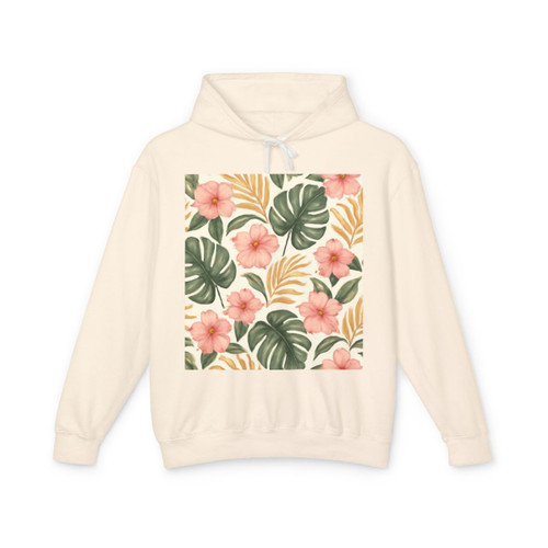 Botanical Bliss Escape - Unisex Lightweight Hooded Sweatshirt