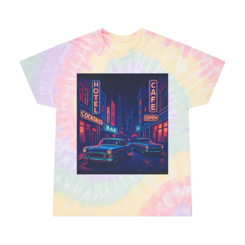 Neon Night Drive - Tie-Dye Tee, Spiral