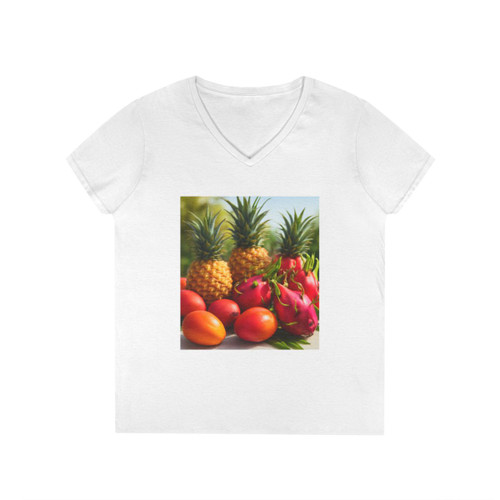 Tropical Fruit Fiesta - Ladies' V-Neck T-Shirt