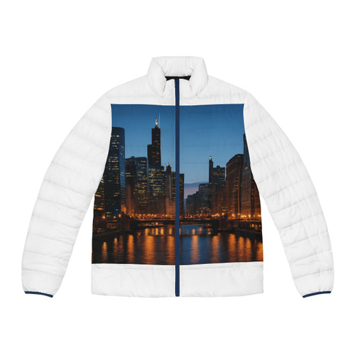 Chicago River Reflections - Men's Puffer Jacket (AOP)