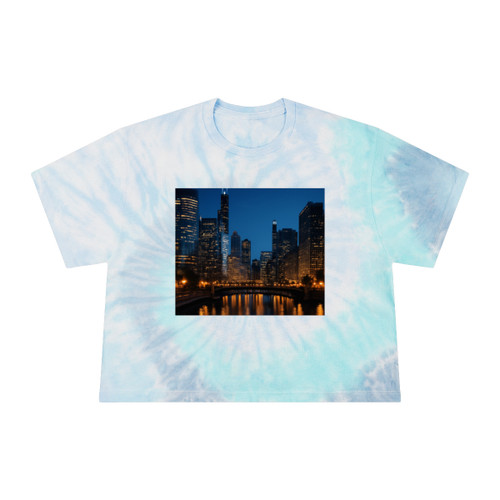 Chicago River Reflections - Women's Tie-Dye Crop Tee