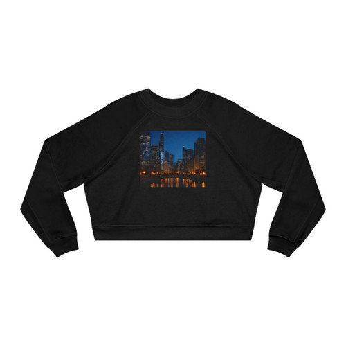 Chicago River Reflections - Women's Cropped Fleece Pullover Chicago River Reflections - Women's Cropped Fleece Pullover