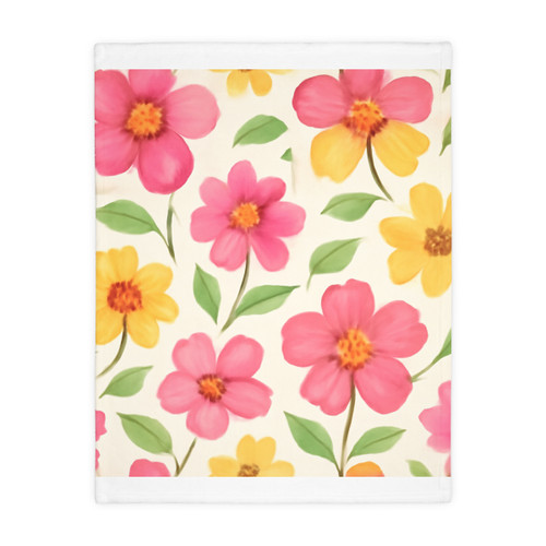 Whimsical Garden Blooms - Velveteen Microfiber Blanket (Two-sided print)