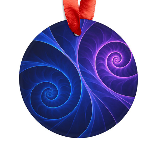 Fractal Wave Fusion - Acrylic Ornament with Ribbon