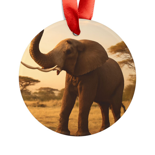 Graceful Elephant Dance - Acrylic Ornament with Ribbon