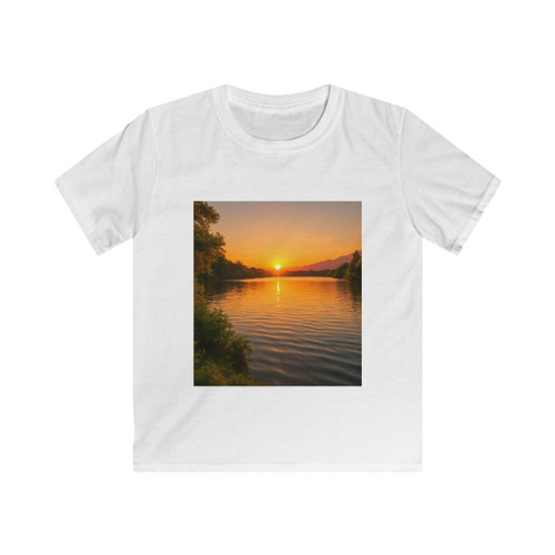 Golden Hour Over Lake - Kids Softstyle Tee