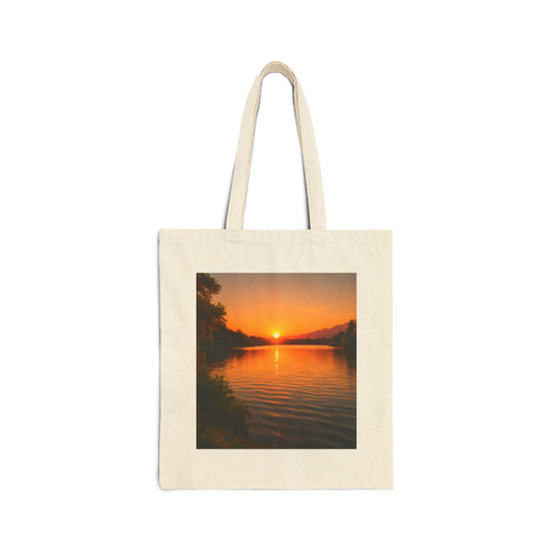 Golden Hour Over Lake - Cotton Canvas Tote Bag
