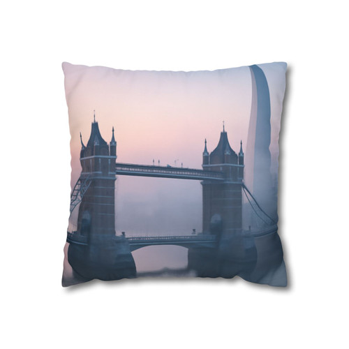 London Foggy Dawn - Square Poly Canvas Pillowcase
