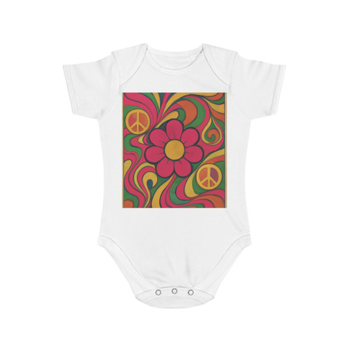 Groovy Flower Power - Short Sleeve Baby Bodysuit