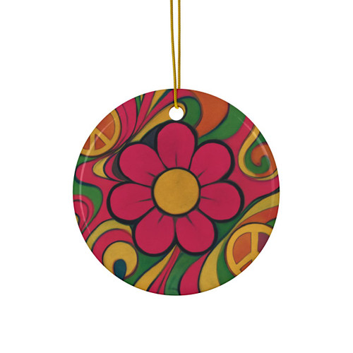 Groovy Flower Power - Decorative Ceramic Ornaments, Double-Sided (1pc, 3pcs, 5pcs, 10pcs)