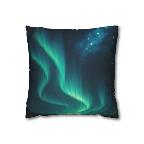 Galactic Aurora Waves - Square Poly Canvas Pillowcase