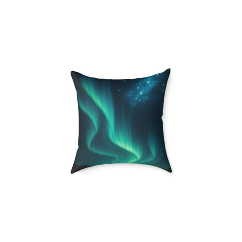 Galactic Aurora Waves - Square Poly Canvas Pillow