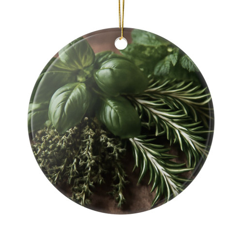 Garden Herb Symphony - Ceramic Ornaments, 2-Side Print