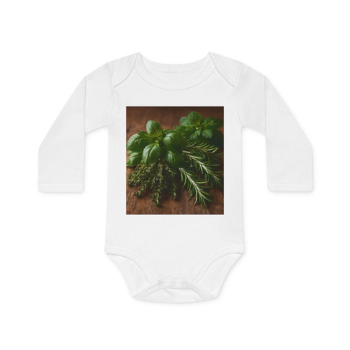 Garden Herb Symphony - Baby Long-Sleeve Organic Bodysuit