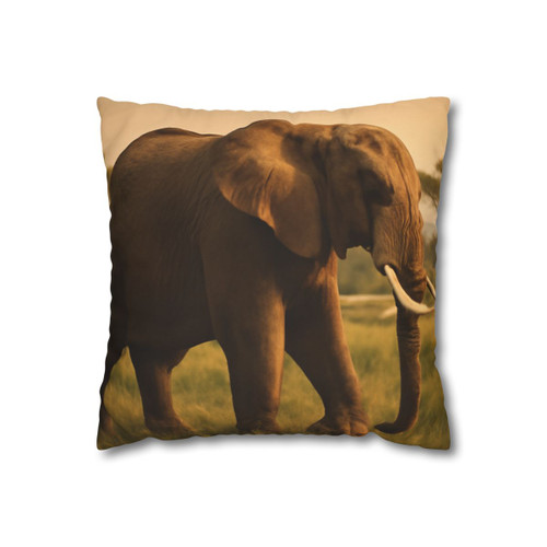 Majestic Elephant Grace - Square Poly Canvas Pillowcase