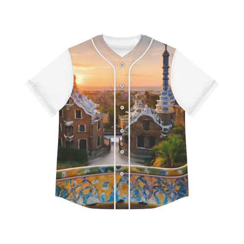 Barcelona Mosaic Dreams - Women's Baseball Jersey (AOP) Barcelona Mosaic Dreams - Women's Baseball Jersey (AOP)