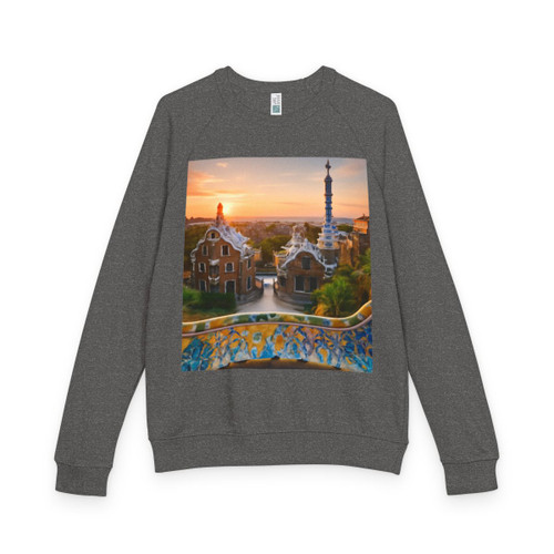 Barcelona Mosaic Dreams - Unisex French Terry Raglan Crewneck