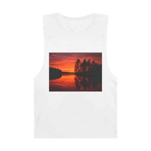 Sunset Over Tranquil Lake - Unisex Barnard Tank 