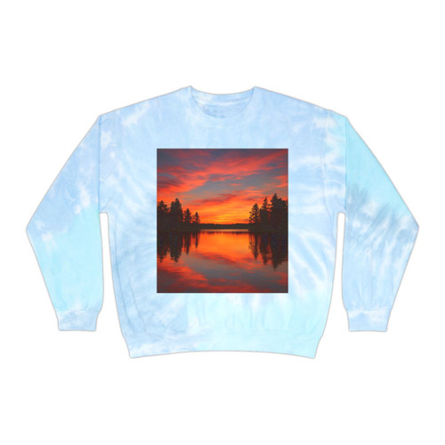 Sunset Over Tranquil Lake - Unisex Tie-Dye Sweatshirt