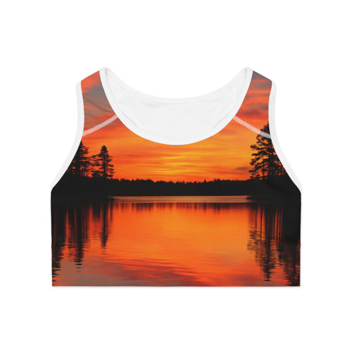 Sunset Over Tranquil Lake - Sports Bra (AOP)