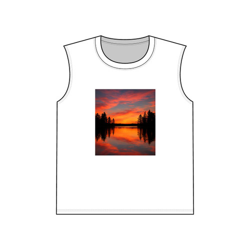 Sunset Over Tranquil Lake - Unisex Jersey Muscle Tank