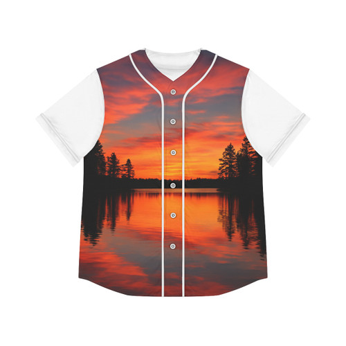 Sunset Over Tranquil Lake - Women's Baseball Jersey (AOP) Sunset Over Tranquil Lake - Women's Baseball Jersey (AOP)