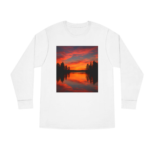 Sunset Over Tranquil Lake - Long Sleeve Crewneck Tee