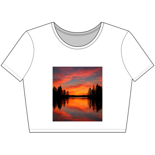 Sunset Over Tranquil Lake - Women’s Poly-Cotton Crop Tee