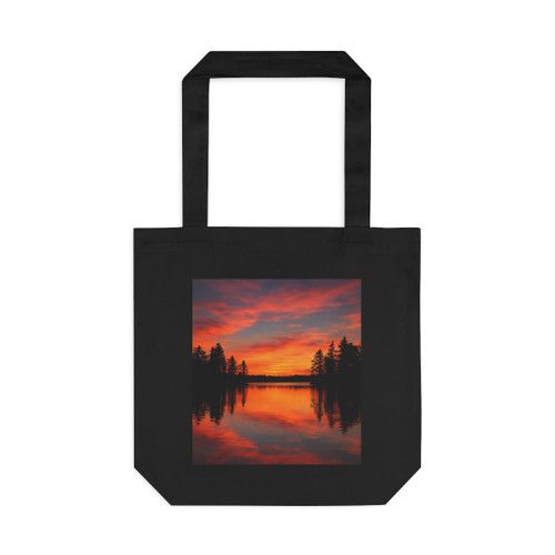 Sunset Over Tranquil Lake - Cotton Tote Bag