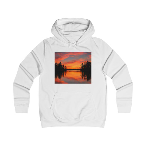 Sunset Over Tranquil Lake - Girlie College Hoodie