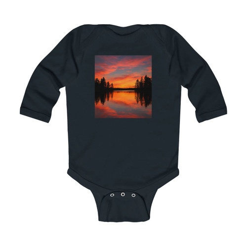 Sunset Over Tranquil Lake - Infant Long Sleeve Bodysuit