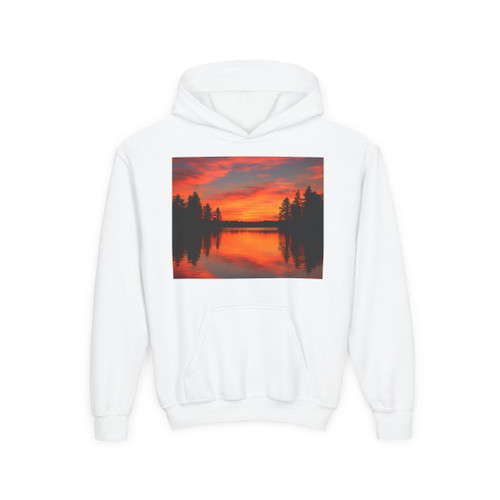 Sunset Over Tranquil Lake - Youth Heavy Blend Hooded Sweatshirt
