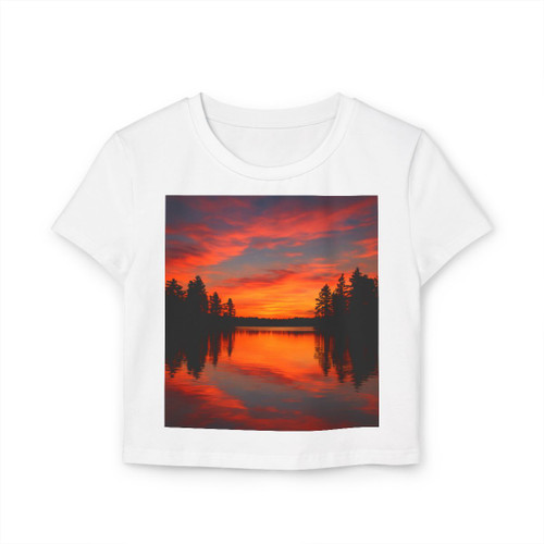 Sunset Over Tranquil Lake - Women's Baby Tee
