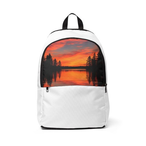 Sunset Over Tranquil Lake - Unisex Fabric Backpack Sunset Over Tranquil Lake - Unisex Fabric Backpack
