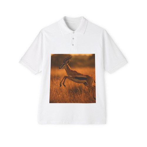 Graceful Gazelle Leap - Men's Piqué Polo