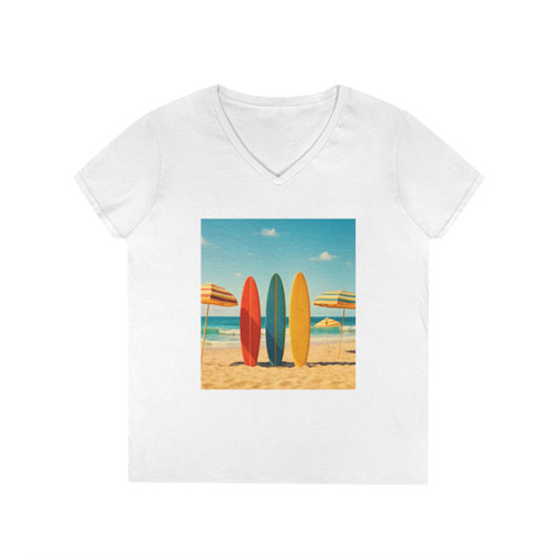Retro Beach Vibes - Ladies' V-Neck T-Shirt