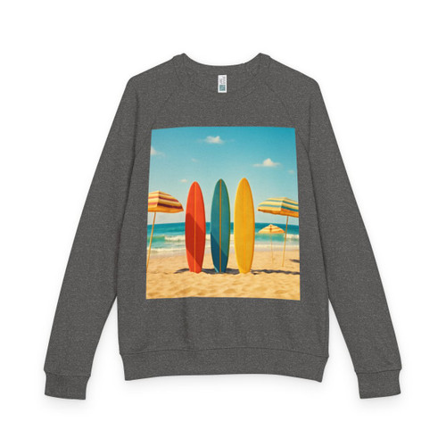 Retro Beach Vibes - Unisex French Terry Raglan Crewneck