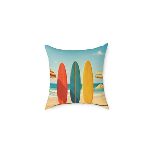 Retro Beach Vibes - Square Poly Canvas Pillow