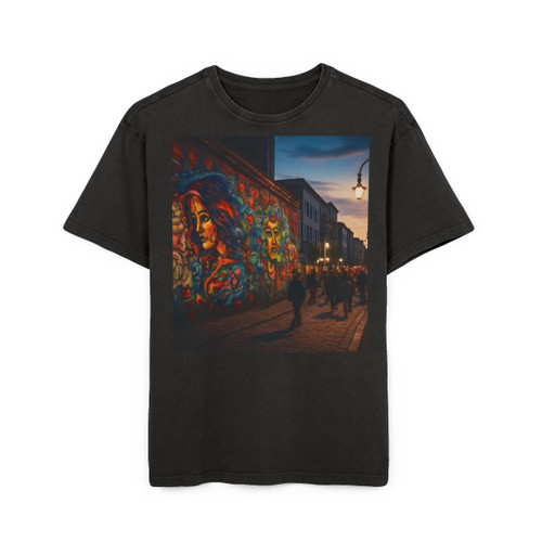 Berlin Graffiti Vibrance - Men's Acid Washed Heavy Oversize Tee